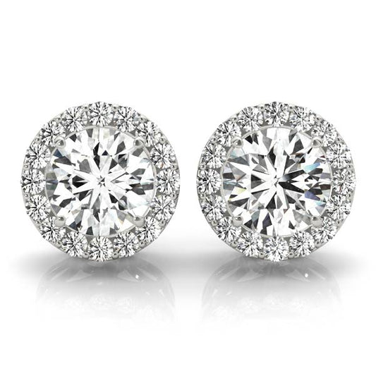 round halo diamond earrings