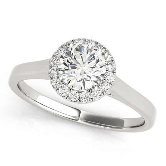 Pure Halo Engagement Ring with Round Cut Diamond - Timeless Design