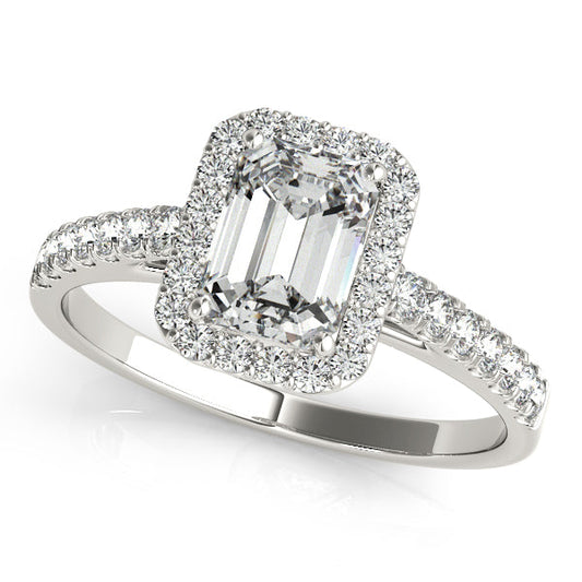 Modern-Vintage Cathedral Emerald Cut Diamond Engagement Ring