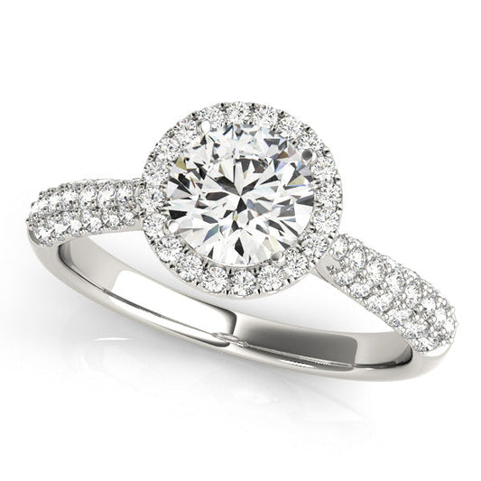 Extraordinary Halo Engagement Ring with Cathedral Setting: Timeless Elegance