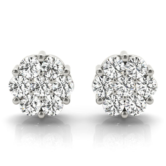0.50CT white gold lab diamond cluster earrings in 6MM floral setting – Encore DT