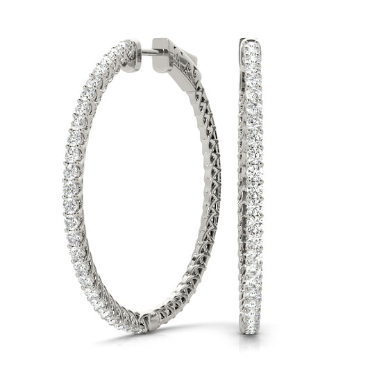 0.52CT shared prong lab diamond hoop earrings in 20MM white gold with inside-out design