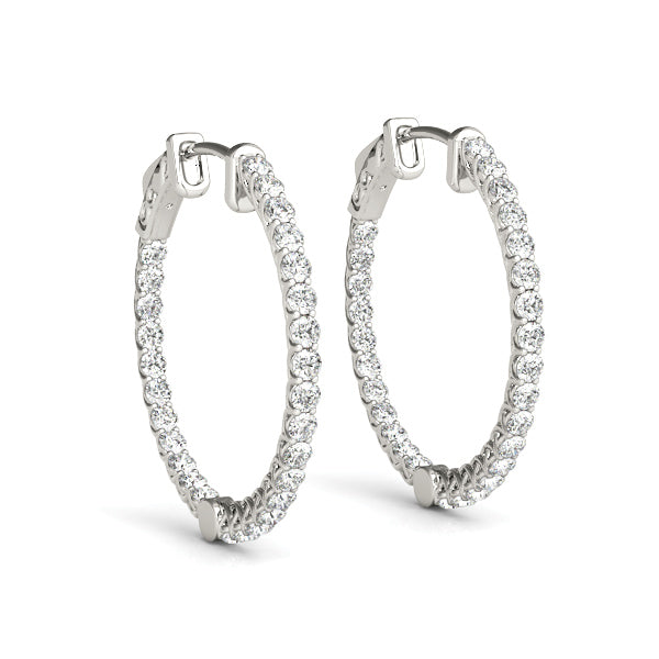 0.76CT white gold inside-out lab diamond hoop earrings with lattice back – Encore DT