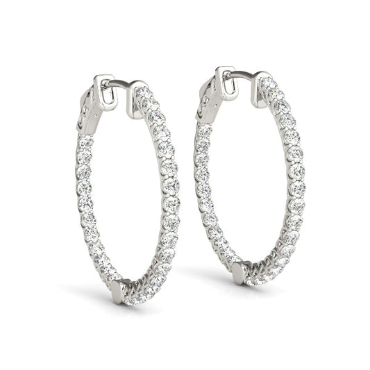 0.76CT white gold inside-out lab diamond hoop earrings with lattice back – Encore DT