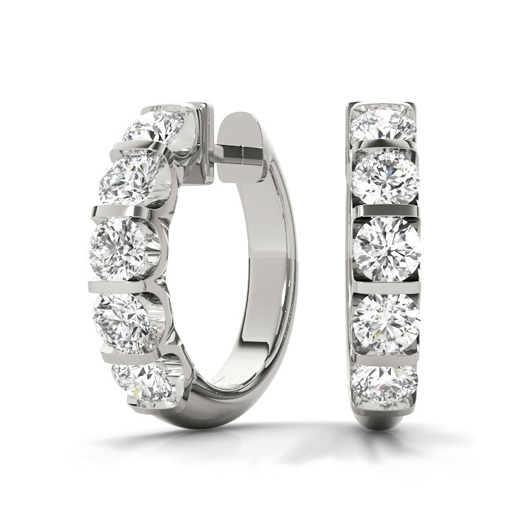 1.50CT lab diamond 19mm white gold channel-set hoop earrings with modern sparkle by Encore DT