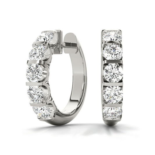 1.50CT lab diamond 19mm white gold channel-set hoop earrings with modern sparkle by Encore DT