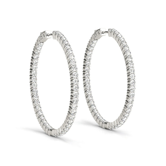 1.5CT white gold lab diamond round 20MM hoop earrings with inside-out design