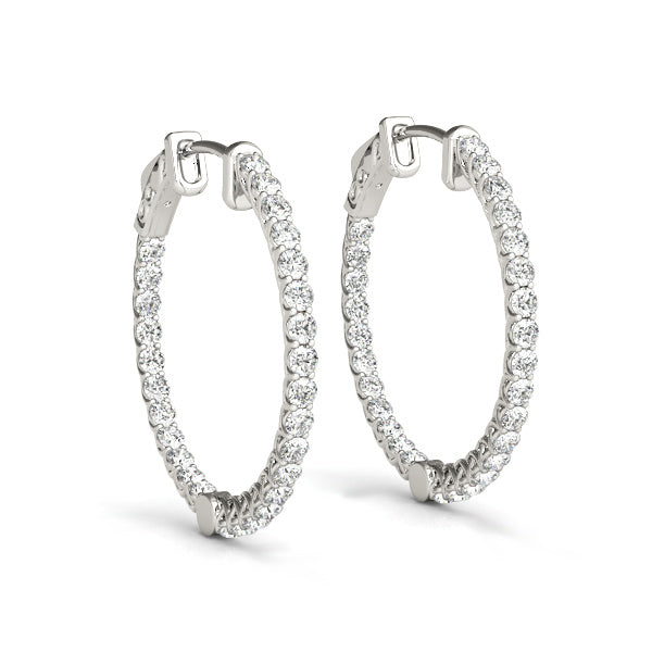 1.5CT white gold inside-out hoop earrings with lab diamonds and open gallery – Encore DT