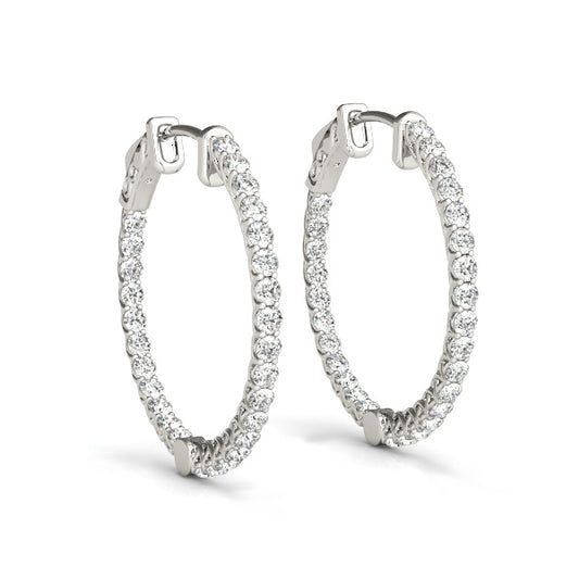 1.5CT white gold inside-out hoop earrings with lab diamonds and open gallery – Encore DT