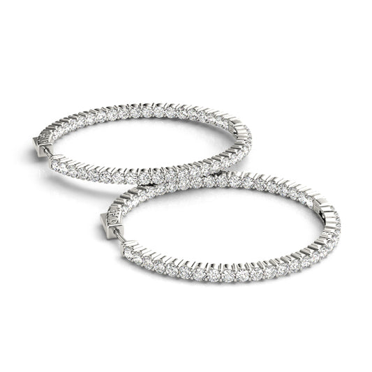 1.8CT diamond inside-out hoop earrings in 22MM white gold with four-prong setting
