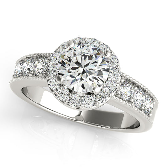 Princess-cut engagement ring with 1CT Lab Diamond, scrollwork, hidden stone, and channel-set sides in 14K White Gold (VS1/F Color)