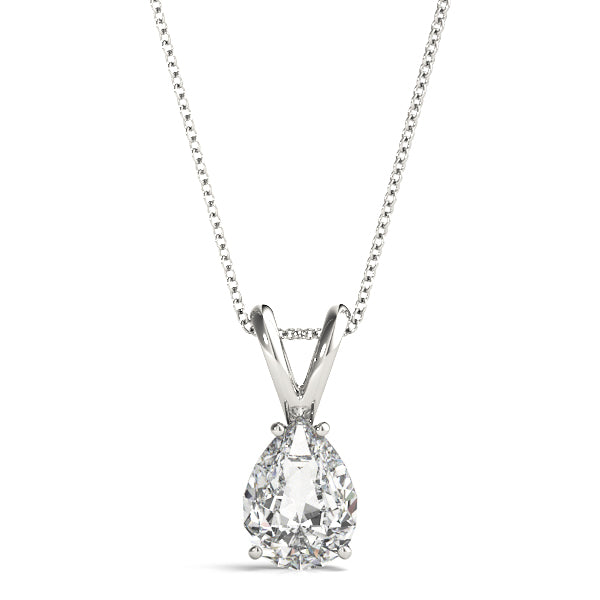 2CT pear-shaped solitaire diamond necklace in white gold with prong setting and classic elegance