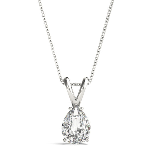 2CT pear-shaped solitaire diamond necklace in white gold with prong setting and classic elegance