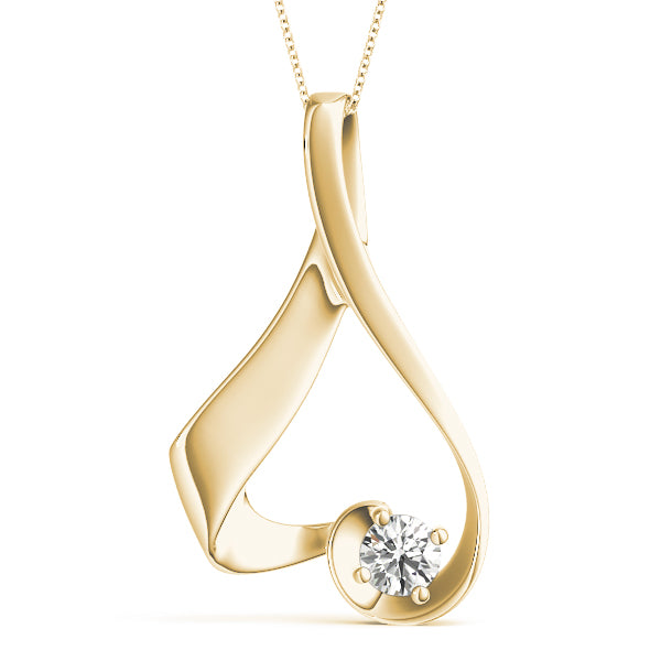 1CT Solitaire Diamond Pendant in White Gold – Flowing Abstract Design