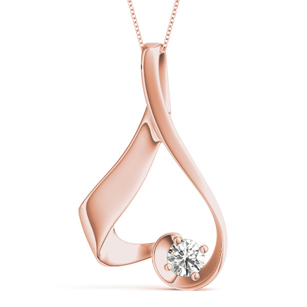 1CT Solitaire Diamond Pendant in White Gold – Flowing Abstract Design