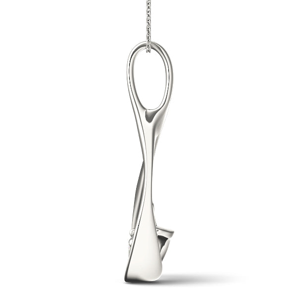 1CT Solitaire Diamond Pendant in White Gold – Flowing Abstract Design