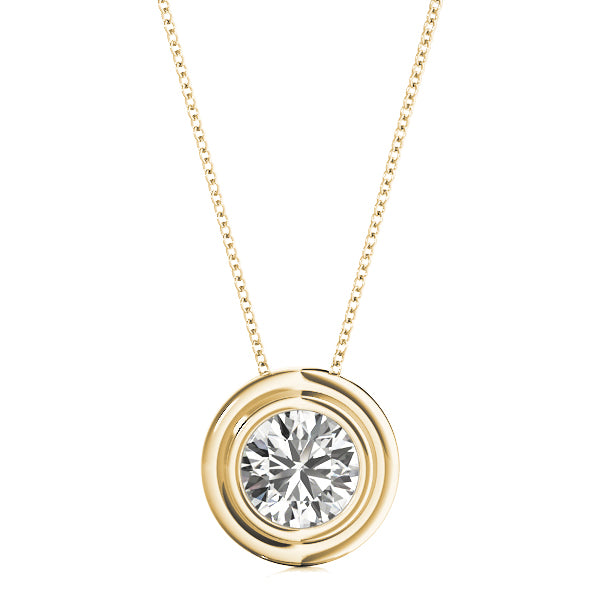 1CT Solitaire Bezel-Set Diamond Pendant in White Gold