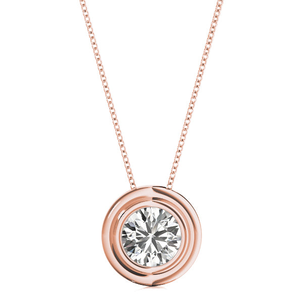 1CT Solitaire Bezel-Set Diamond Pendant in White Gold
