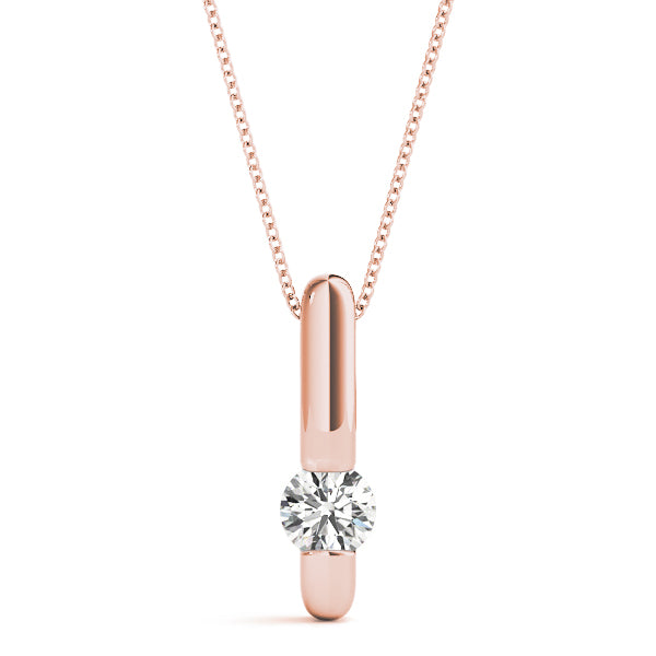 Modern Bar-Style Solitaire Lab Diamond Pendant in White Gold – 1/2CT