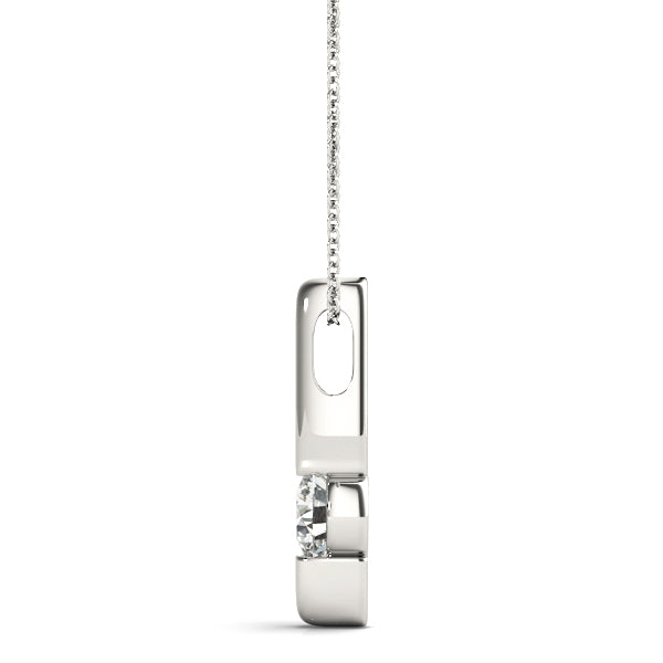 Modern Bar-Style Solitaire Lab Diamond Pendant in White Gold – 1/2CT