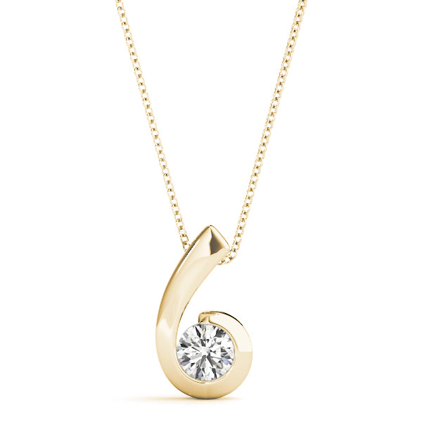 White Gold Swirl Solitaire Diamond Pendant – 1/2CT Lab Diamond