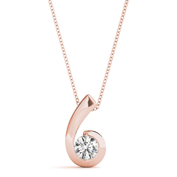 White Gold Swirl Solitaire Diamond Pendant – 1/2CT Lab Diamond