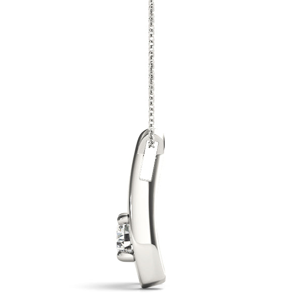 Modern Crisscross Solitaire Pendant with Round Lab Diamond in White Gold