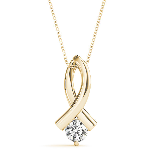 White Gold Crossover Ribbon Solitaire Diamond Pendant – 1/3CT