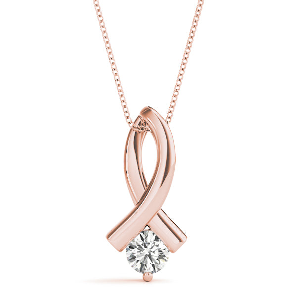 White Gold Crossover Ribbon Solitaire Diamond Pendant – 1/3CT