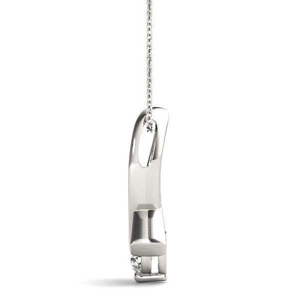 White Gold Crossover Ribbon Solitaire Diamond Pendant – 1/3CT