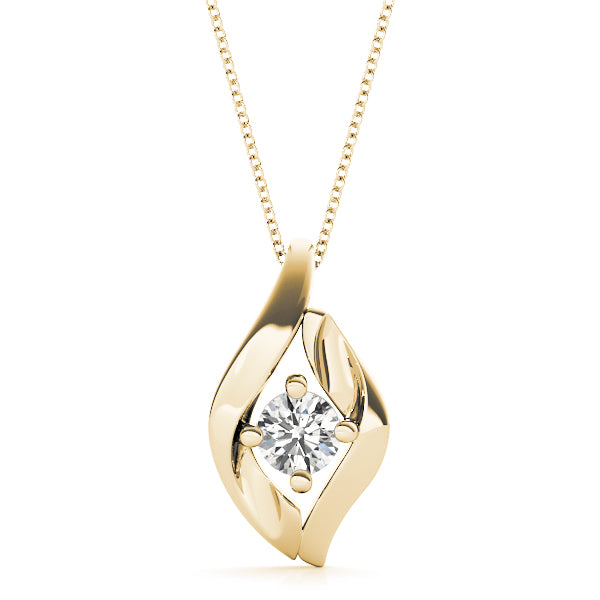 Modern Flame Twisted Solitaire Diamond Pendant in White Gold – 1/3CT