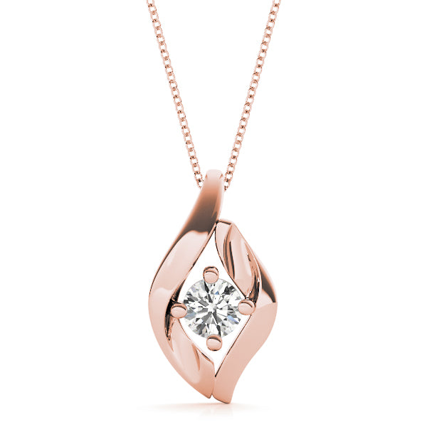 Modern Flame Twisted Solitaire Diamond Pendant in White Gold – 1/3CT