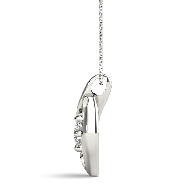 Modern Flame Twisted Solitaire Diamond Pendant in White Gold – 1/3CT