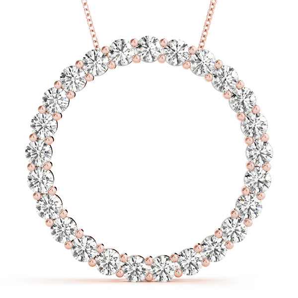 1.5CT Diamond Circle Pendant Necklace in White Gold