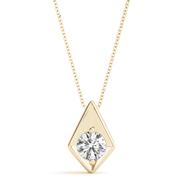 1/2CT Modern Rhombus Solitaire Lab Diamond Pendant in White Gold