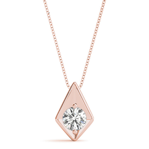 1/2CT Modern Rhombus Solitaire Lab Diamond Pendant in White Gold