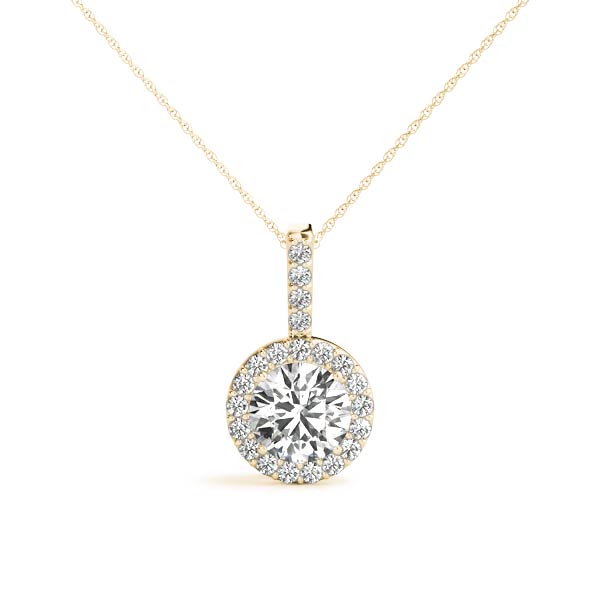 1CT Round Halo Pendant with 0.8CT Lab Diamond 14K White Gold