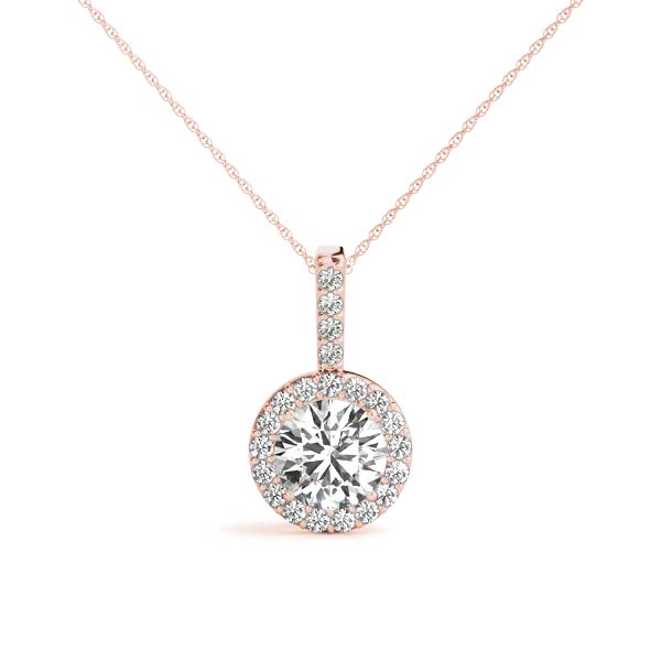 1CT Round Halo Pendant with 0.8CT Lab Diamond 14K White Gold