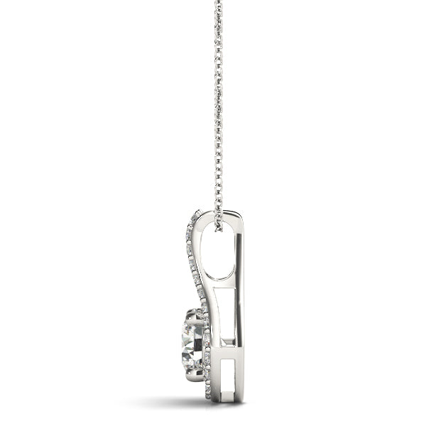1/2CT Unique Lab Diamond Teardrop Halo Pendant in White Gold