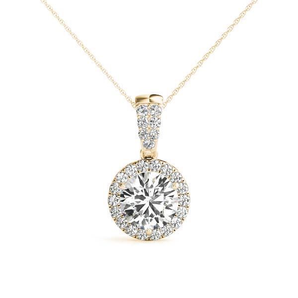 1.2CT Diamond Round Halo Pendant Necklace in White Gold Pave