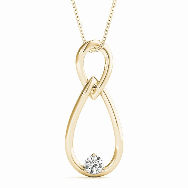 Infinity Teardrop Diamond Pendant in White Gold – 0.15CT