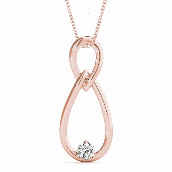Infinity Teardrop Diamond Pendant in White Gold – 0.15CT