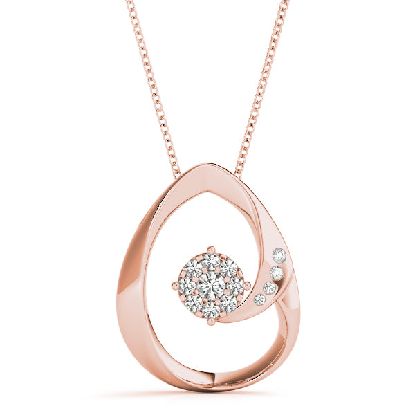 Modern Teardrop Lab Diamond Pendant Necklace in White Gold – 1/10CT
