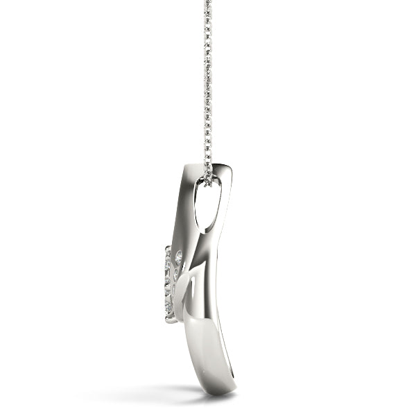 Modern Teardrop Lab Diamond Pendant Necklace in White Gold – 1/10CT