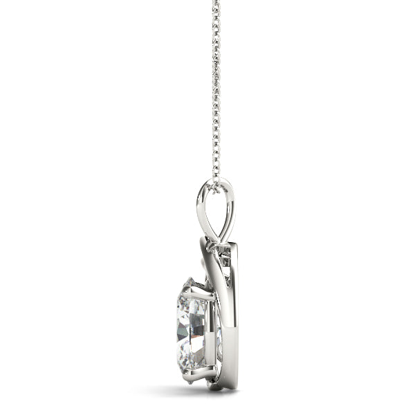 1.5CT Oval Lab Diamond Swirl Drop Pendant Necklace in White Gold