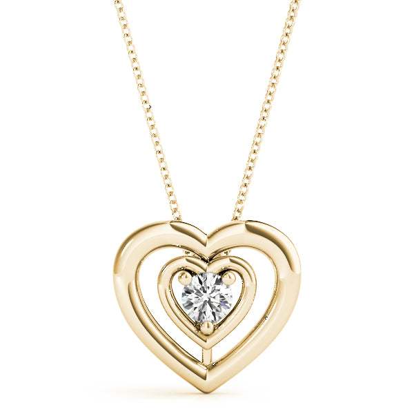 1/2CT Double Heart White Gold Pendant Necklace with Round Lab Diamond