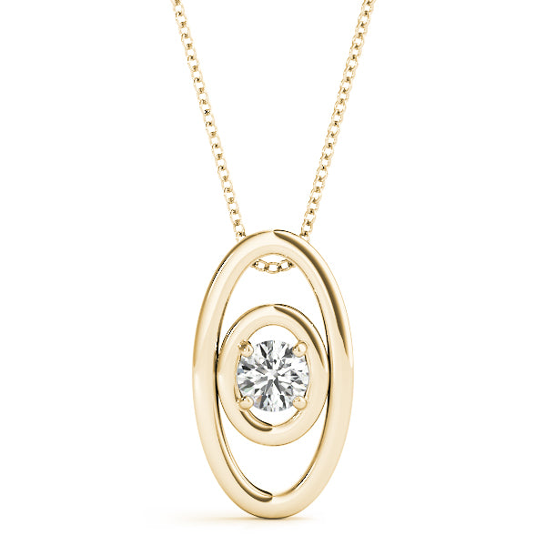 Oval Double Loop Floating Diamond Pendant in White Gold - 1/2CT