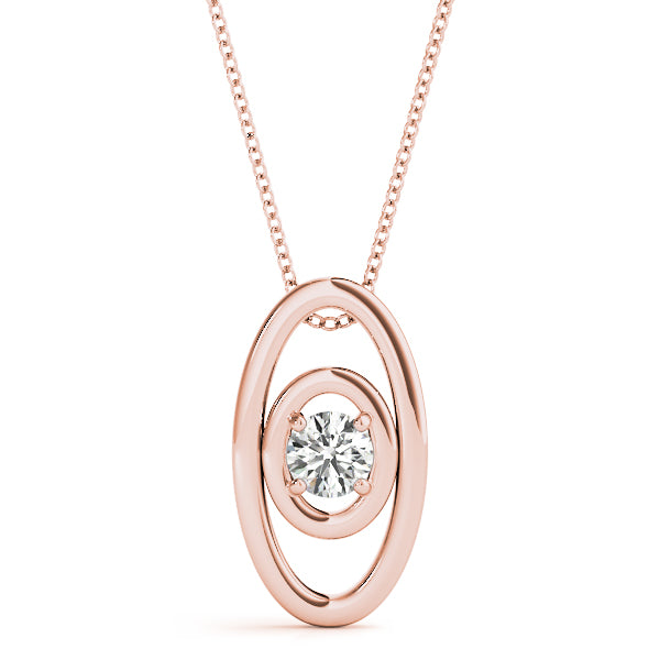 Oval Double Loop Floating Diamond Pendant in White Gold - 1/2CT
