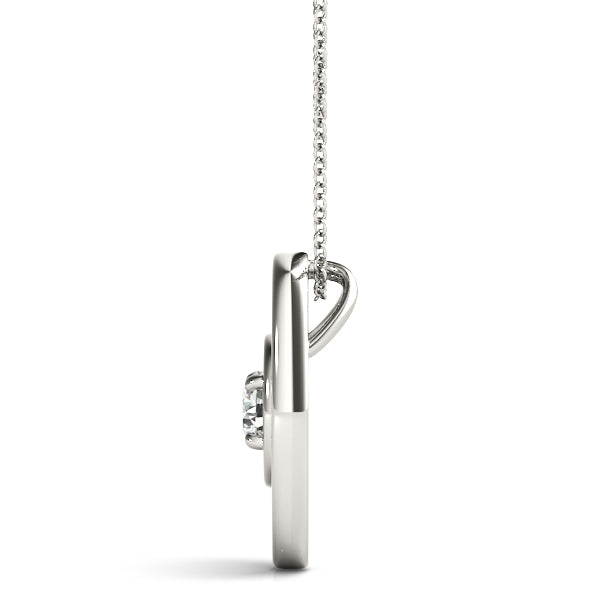 Oval Double Loop Floating Diamond Pendant in White Gold - 1/2CT