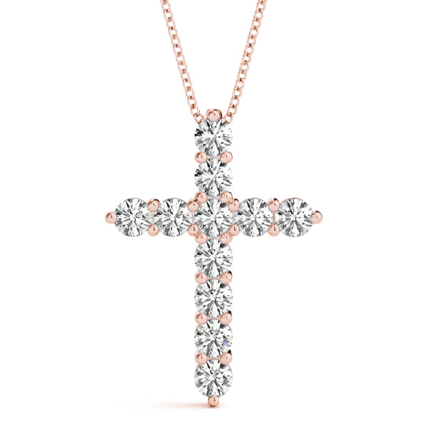 Classy 1/3CT Diamond Cross Pendant Necklace in White Gold